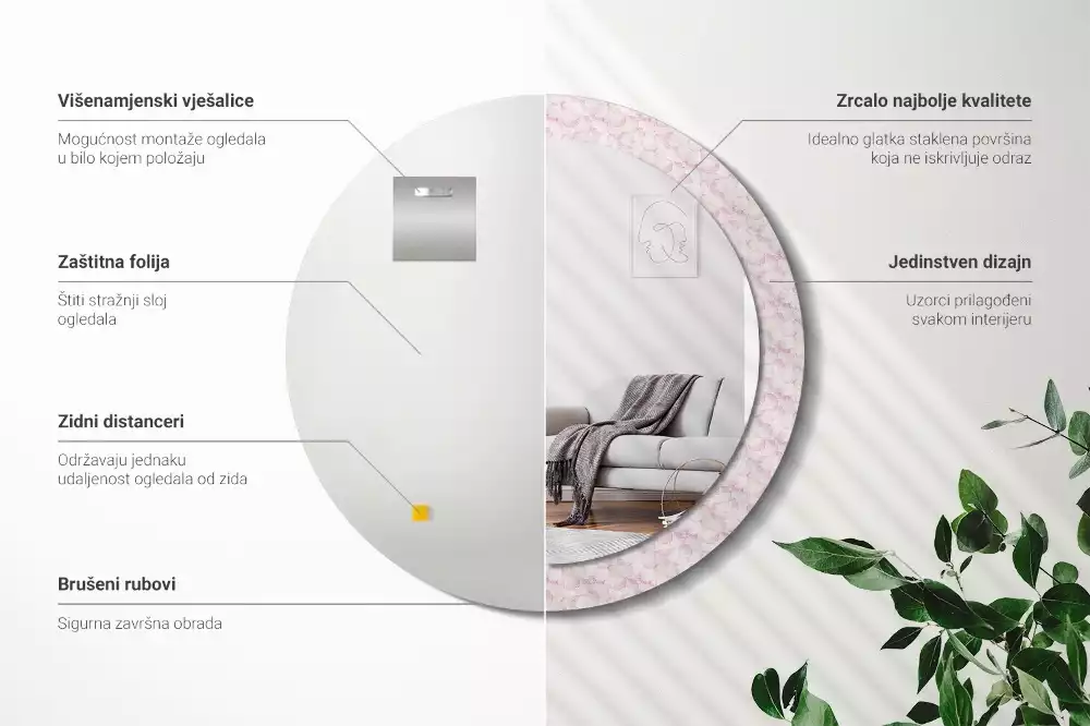 Espelho decorativo redondo Pétalas de flores