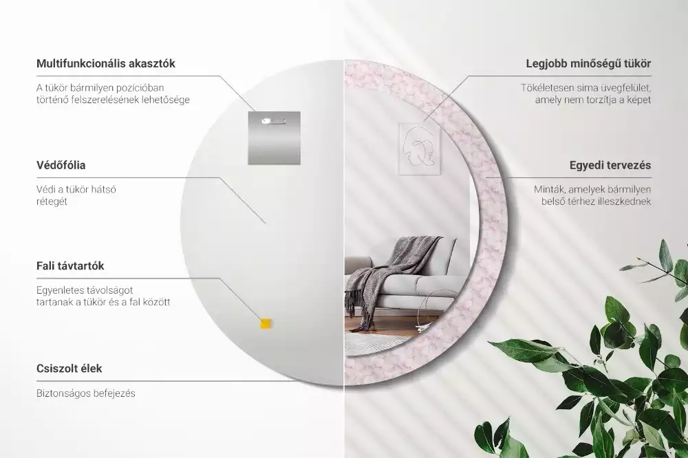 Espelho decorativo redondo Pétalas de flores