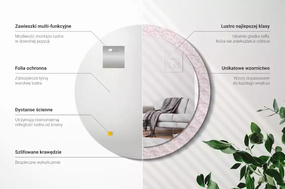 Espelho decorativo redondo Pétalas de flores