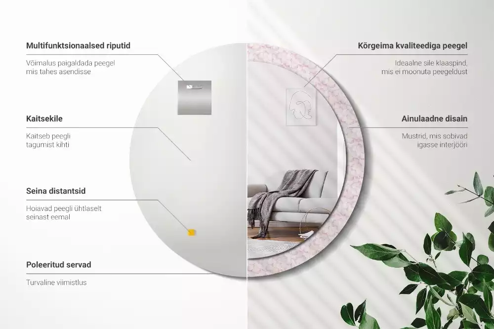 Espelho decorativo redondo Pétalas de flores