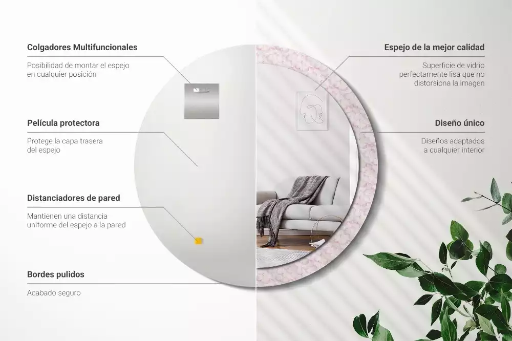 Espelho decorativo redondo Pétalas de flores