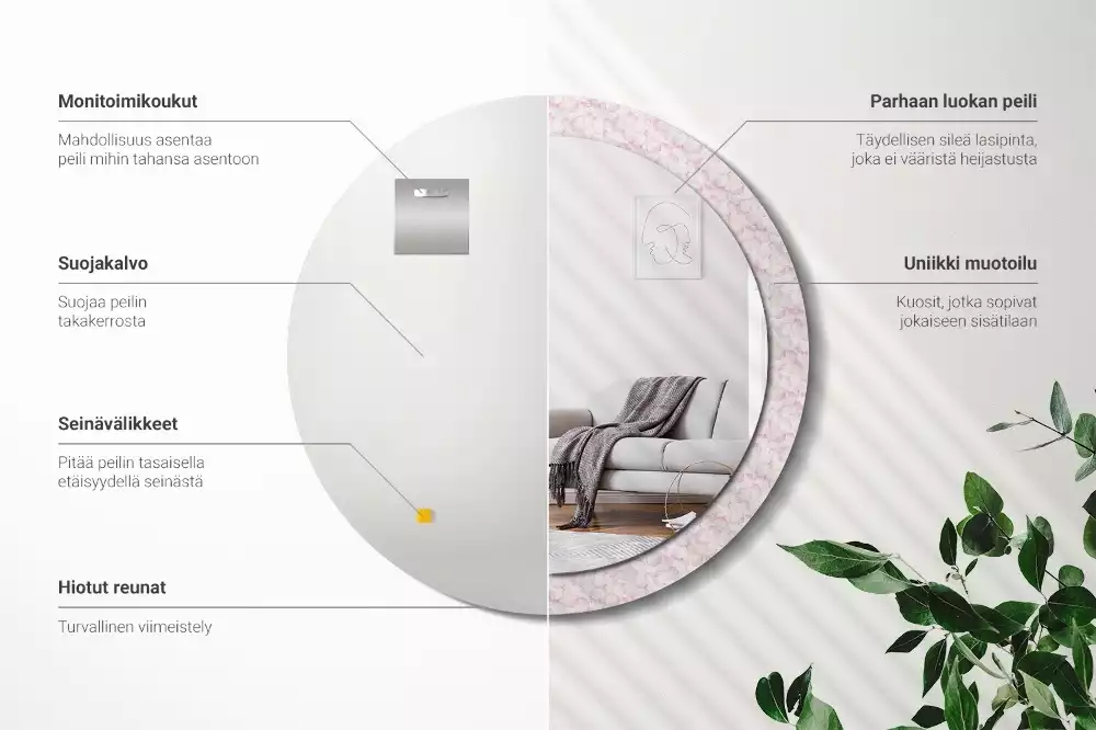 Espelho decorativo redondo Pétalas de flores