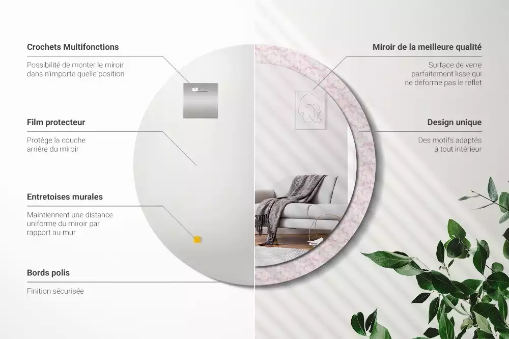 Espelho decorativo redondo Pétalas de flores