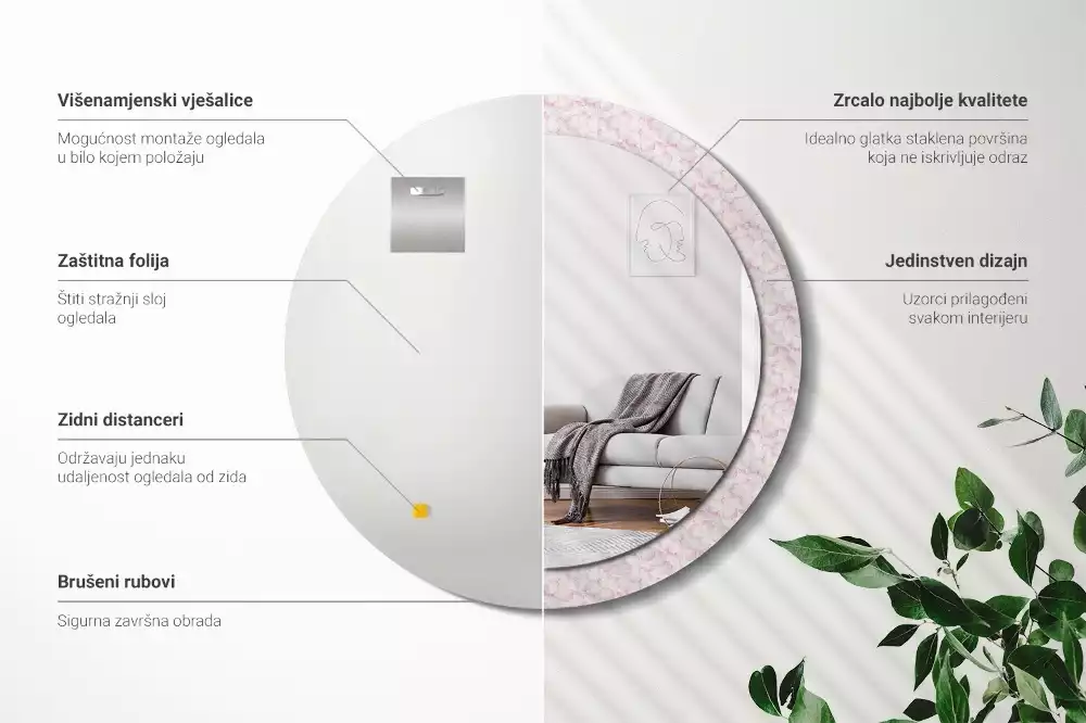 Espelho decorativo redondo Pétalas de flores