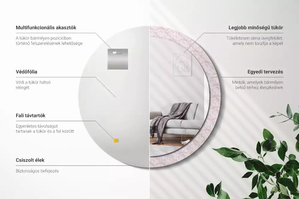 Espelho decorativo redondo Pétalas de flores