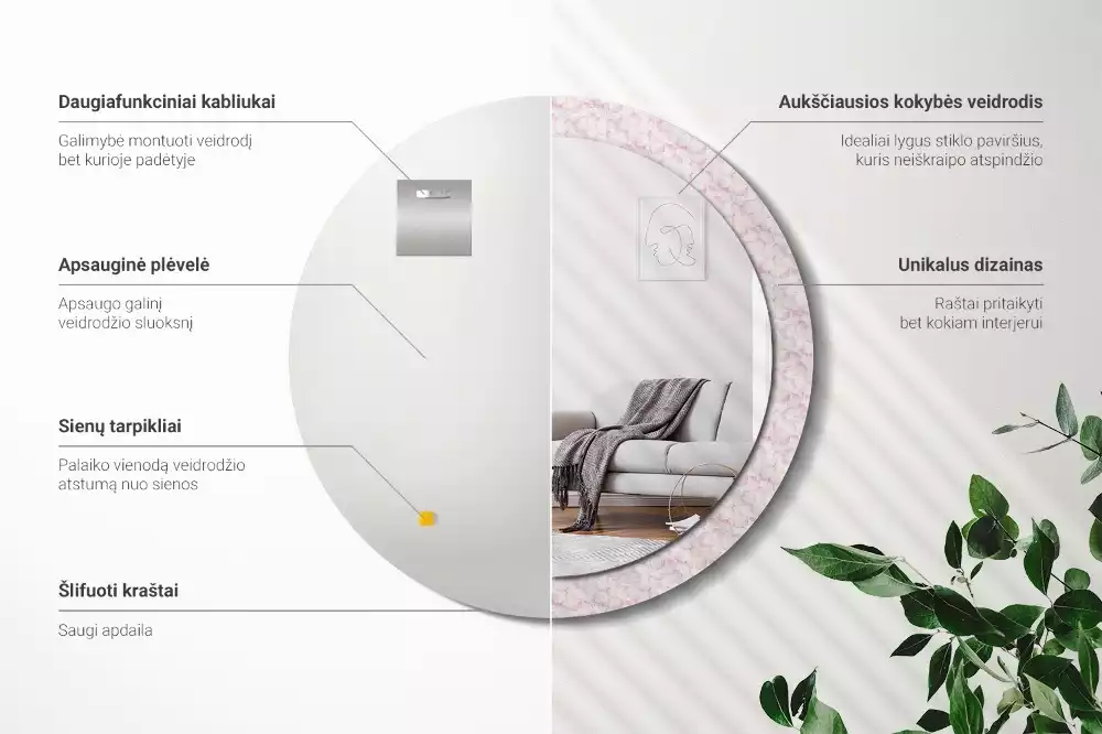 Espelho decorativo redondo Pétalas de flores