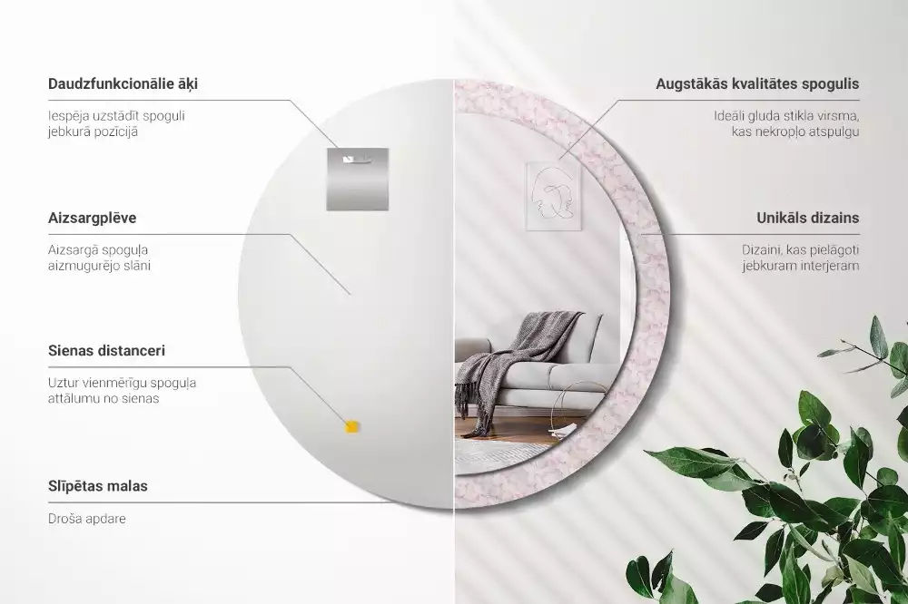 Espelho decorativo redondo Pétalas de flores