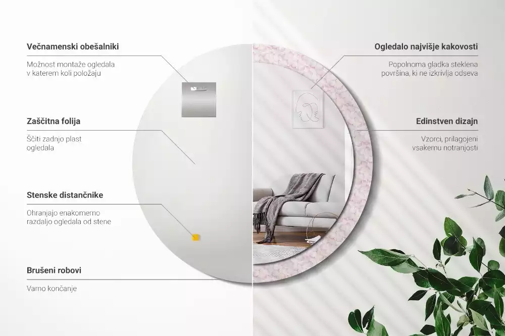 Espelho decorativo redondo Pétalas de flores