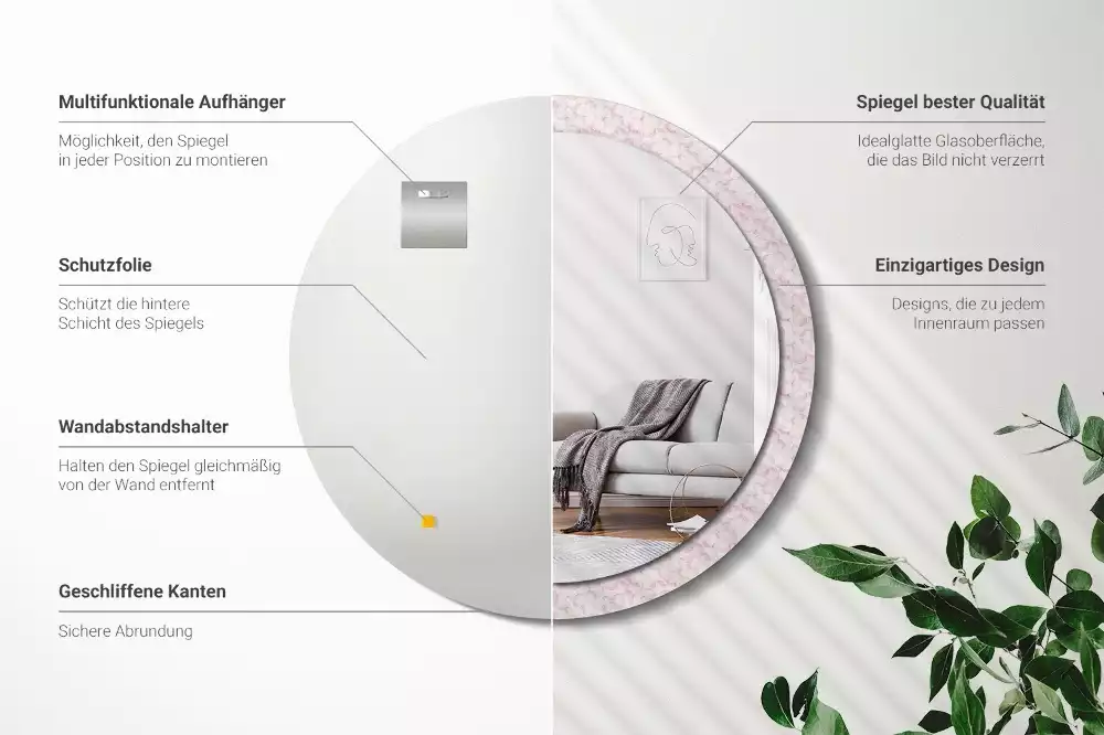 Espelho decorativo redondo Pétalas de flores