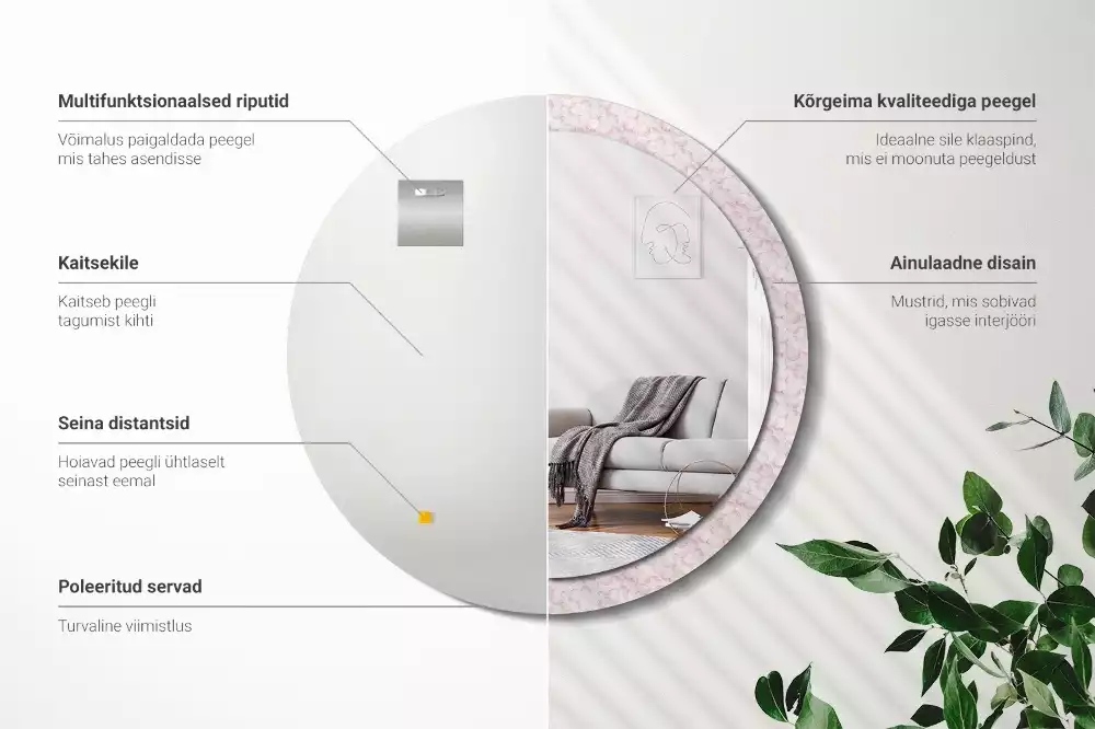 Espelho decorativo redondo Pétalas de flores