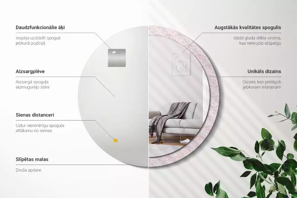 Espelho decorativo redondo Pétalas de flores