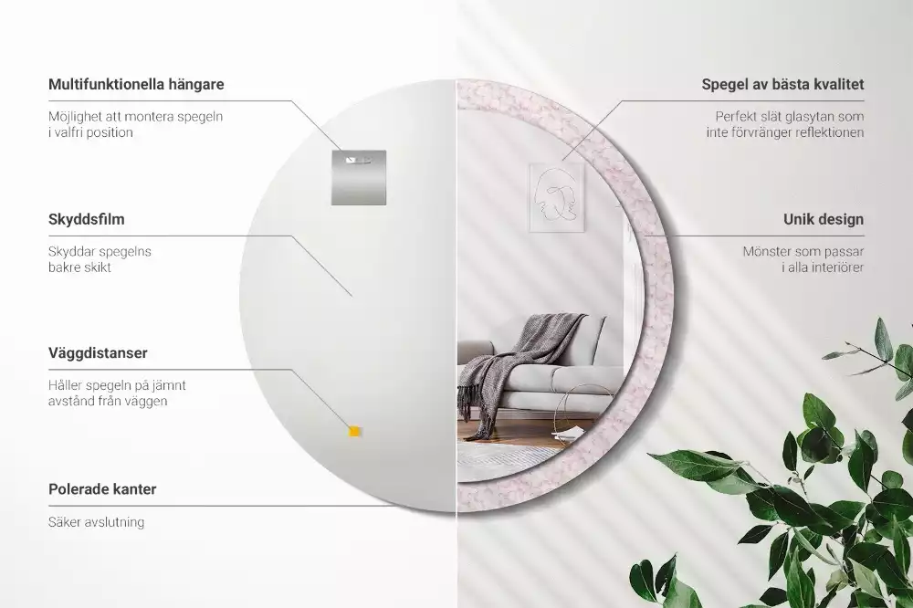 Espelho decorativo redondo Pétalas de flores