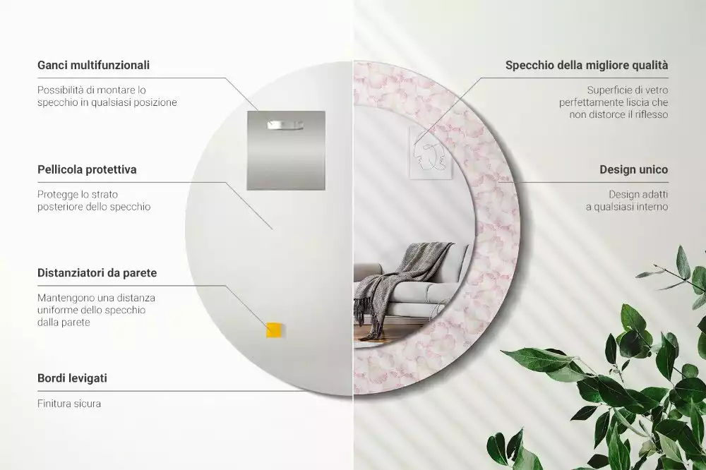 Espelho decorativo redondo Pétalas de flores