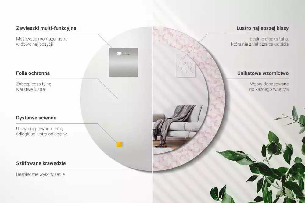 Espelho decorativo redondo Pétalas de flores