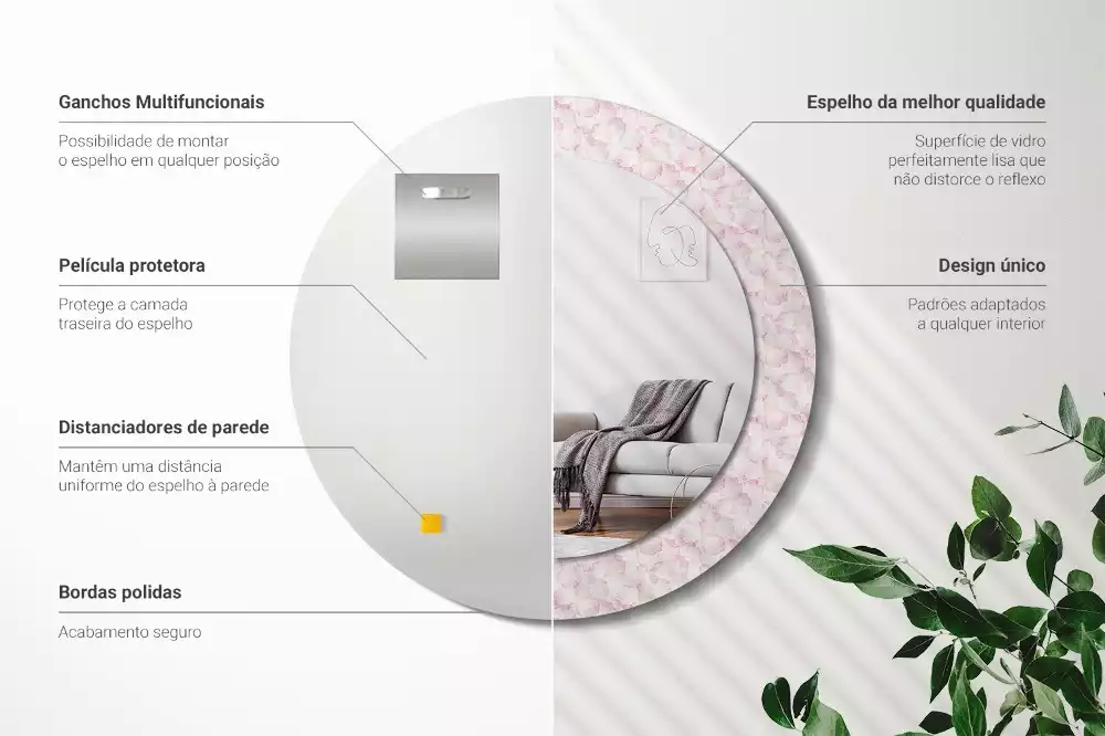 Espelho decorativo redondo Pétalas de flores