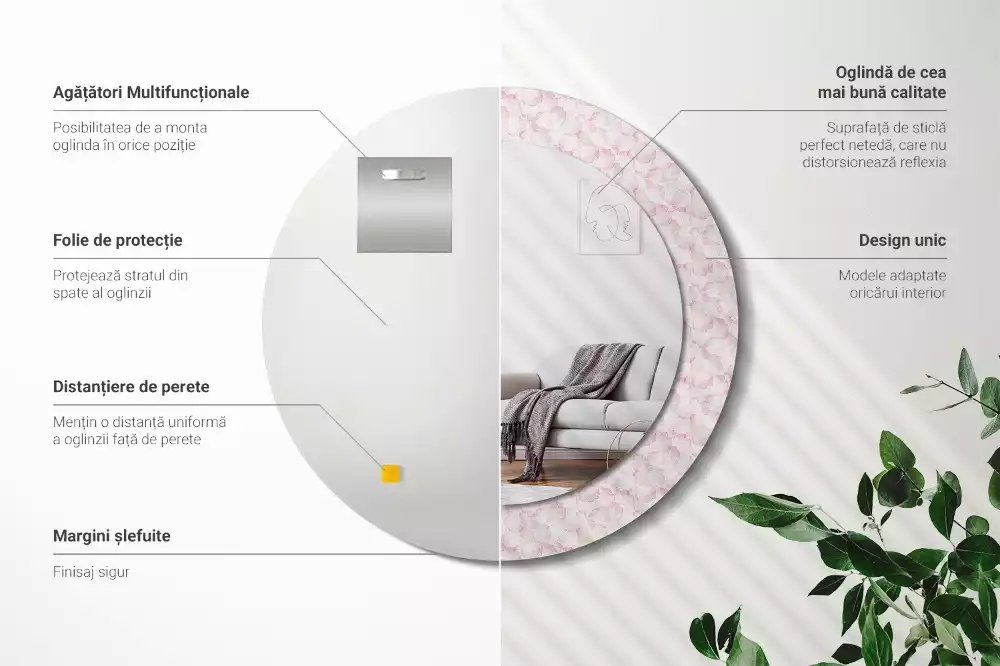 Espelho decorativo redondo Pétalas de flores