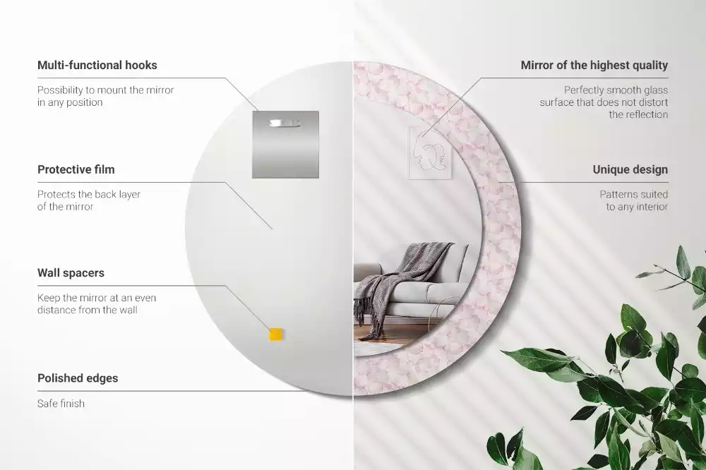 Espelho decorativo redondo Pétalas de flores