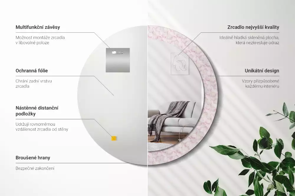 Espelho decorativo redondo Pétalas de flores