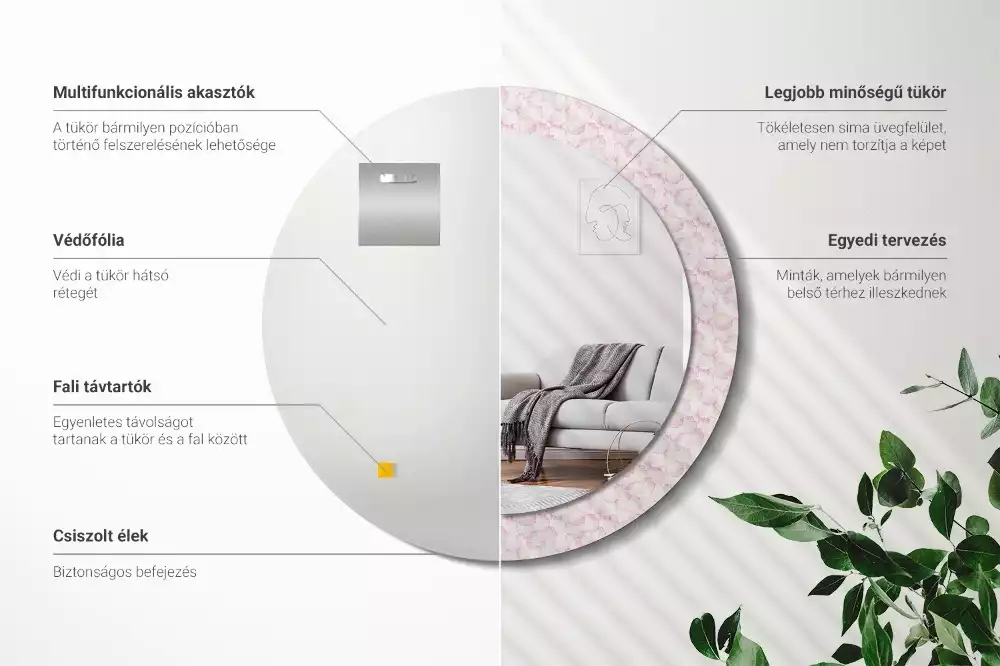 Espelho decorativo redondo Pétalas de flores