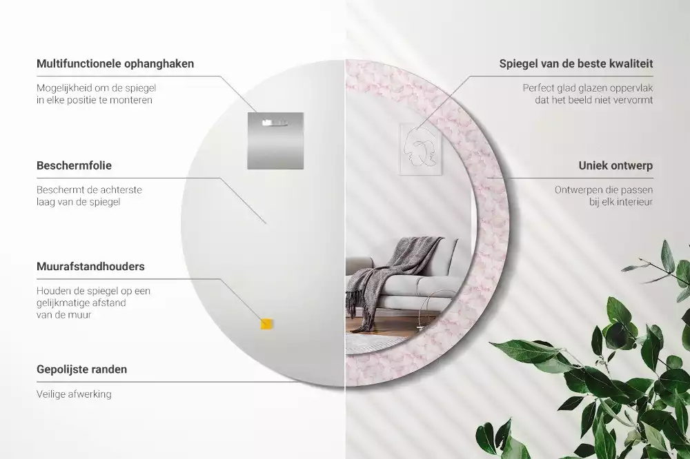 Espelho decorativo redondo Pétalas de flores