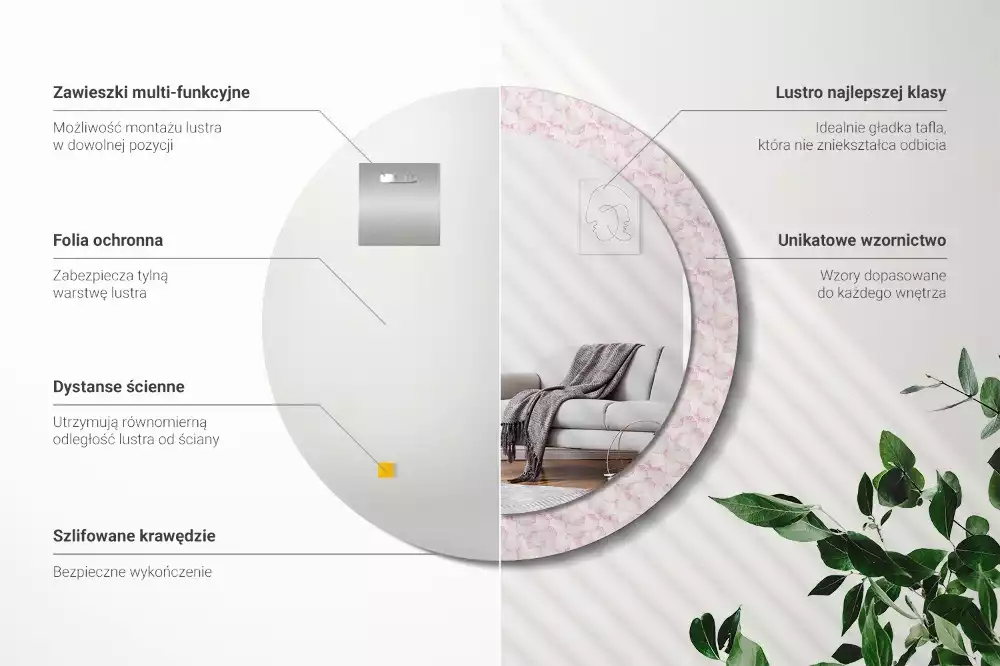 Espelho decorativo redondo Pétalas de flores