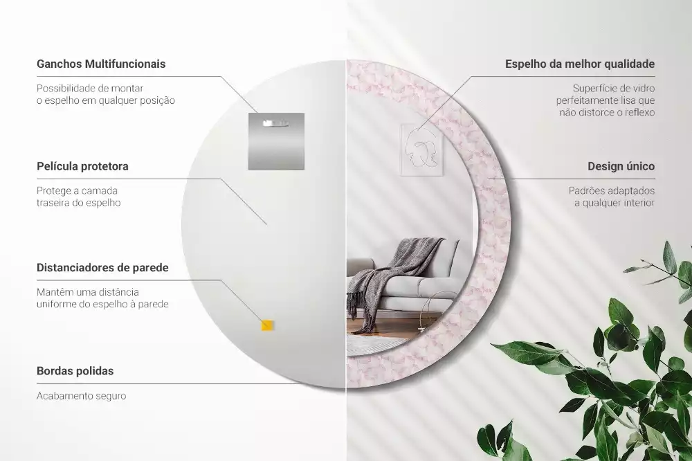 Espelho decorativo redondo Pétalas de flores