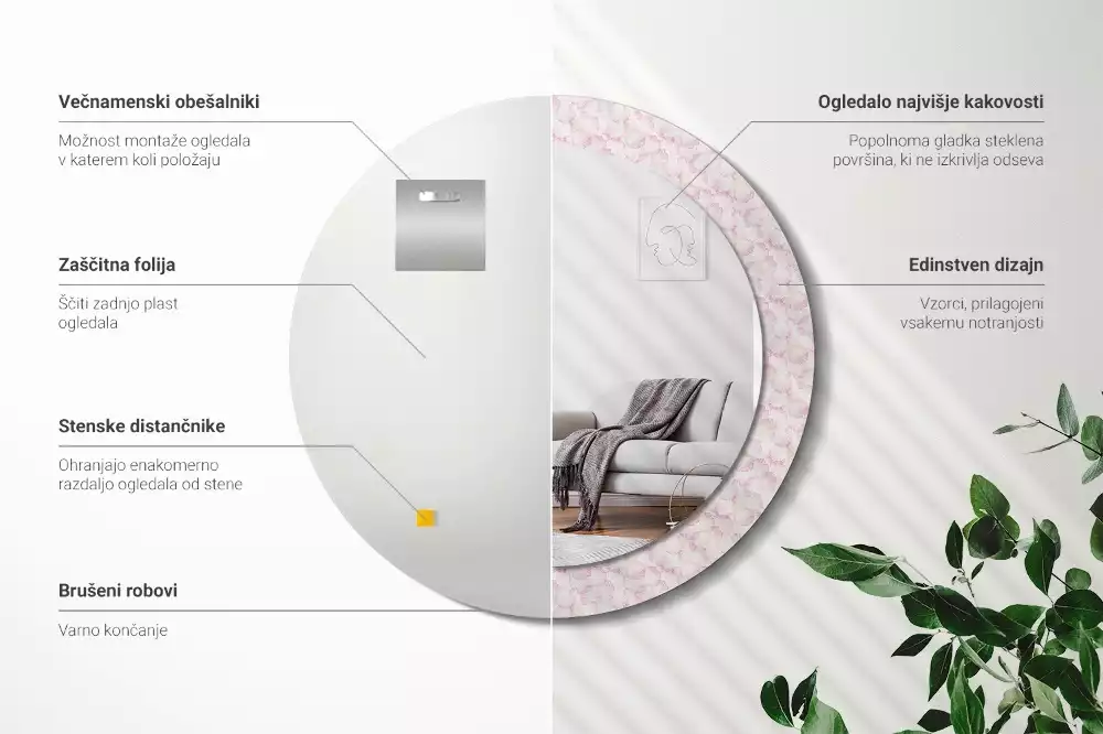 Espelho decorativo redondo Pétalas de flores