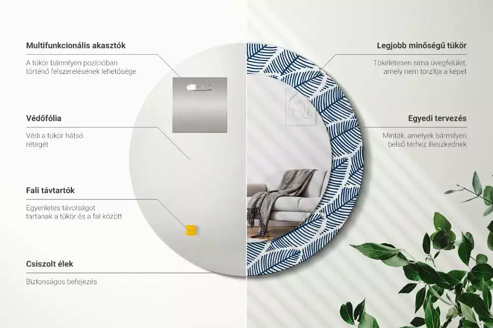 Espelho redondo decorativo Folhas