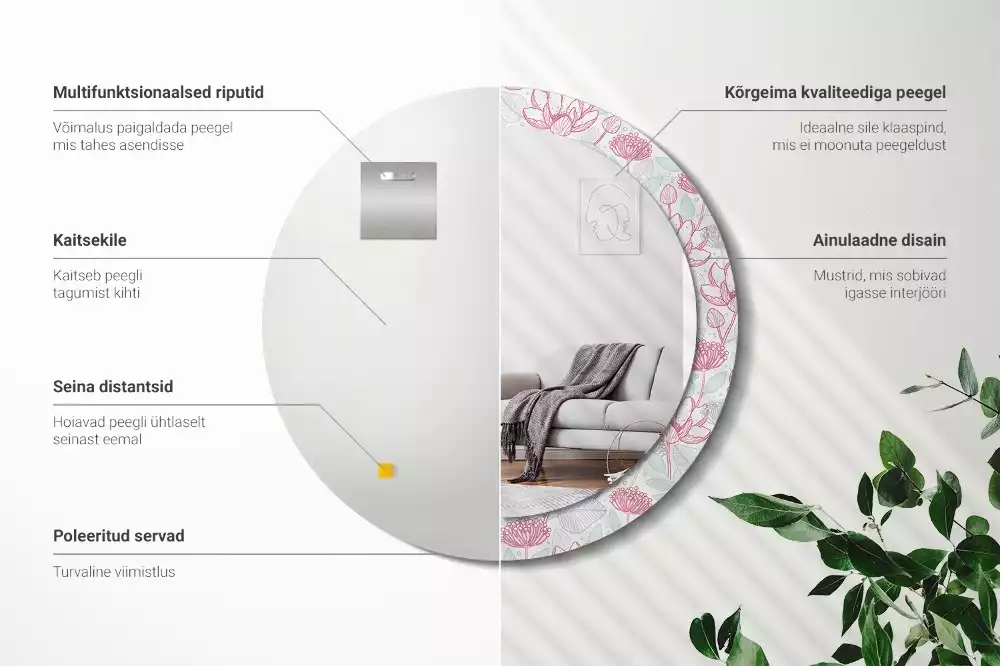 Espelho decorativo redondo Flores