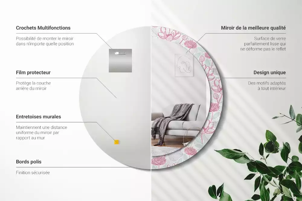 Espelho decorativo redondo Flores