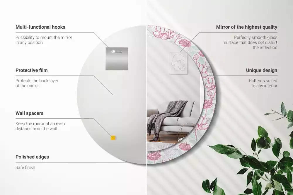 Espelho decorativo redondo Flores