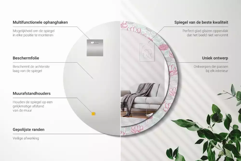 Espelho decorativo redondo Flores