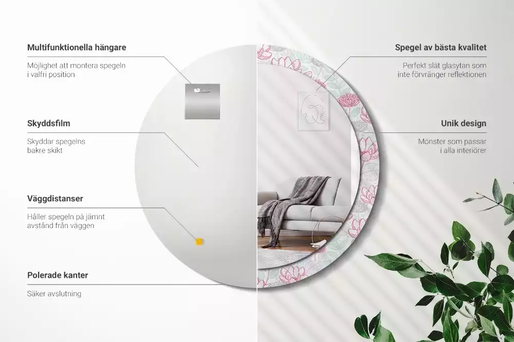 Espelho decorativo redondo Flores