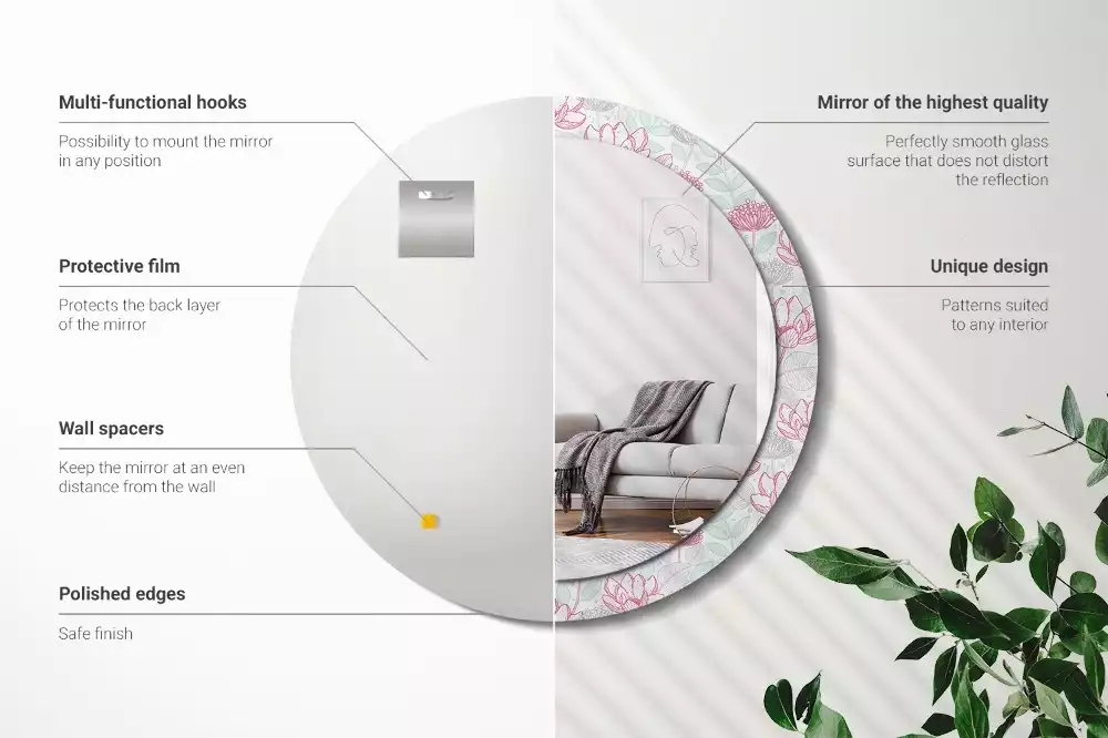 Espelho decorativo redondo Flores