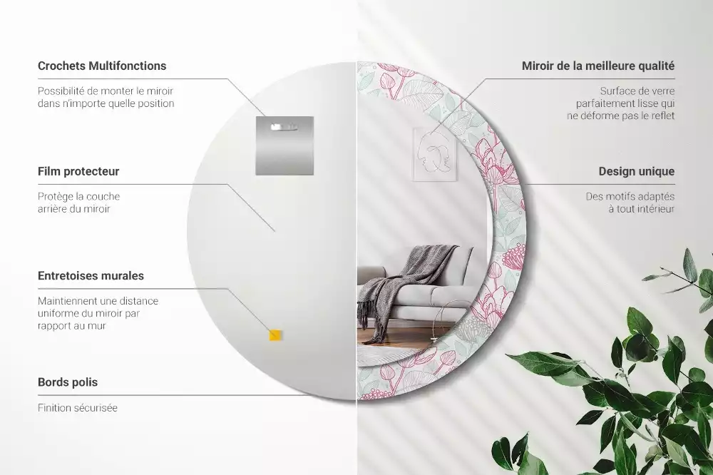 Espelho decorativo redondo Flores