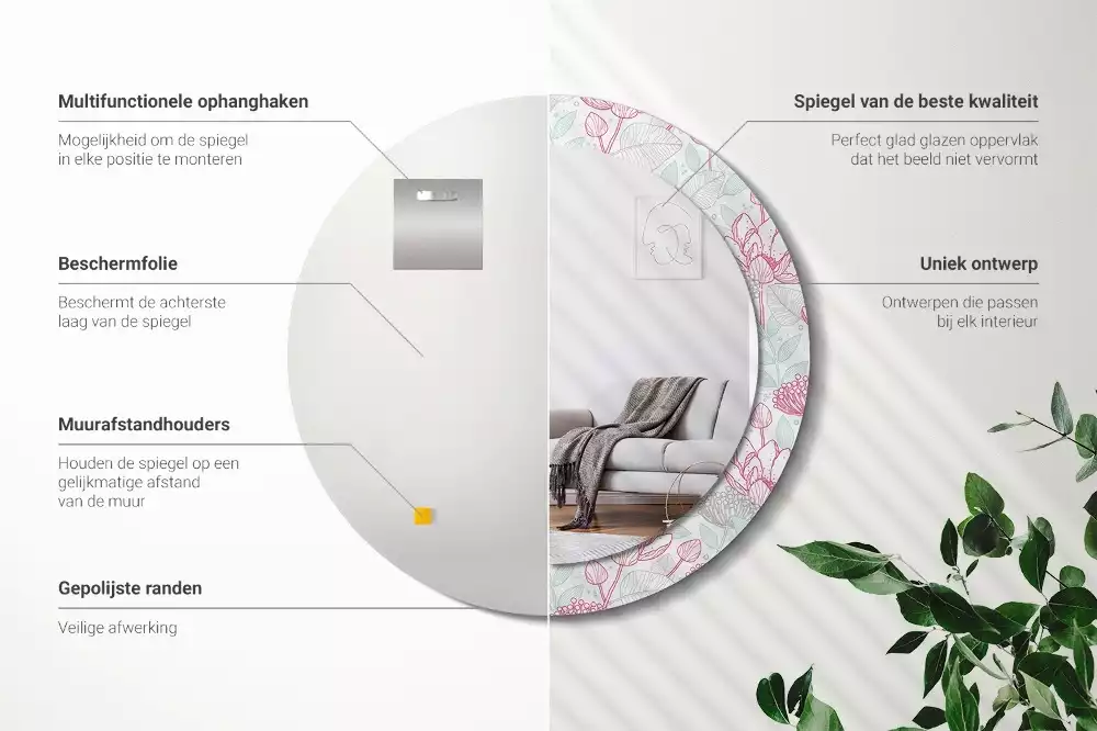 Espelho decorativo redondo Flores