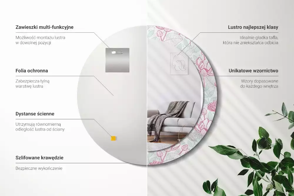 Espelho decorativo redondo Flores