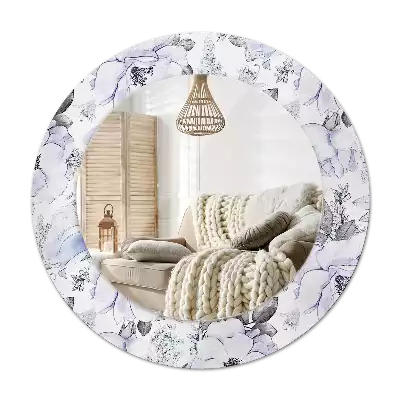 Espelho decorativo redondo Rosas azuis