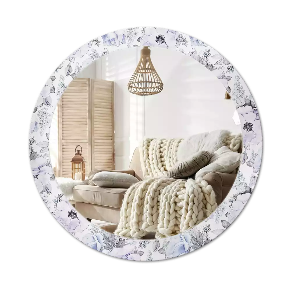 Espelho decorativo redondo Rosas azuis