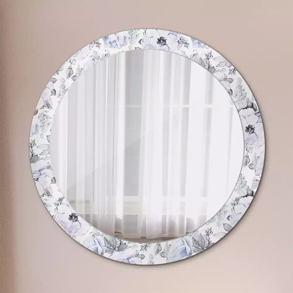 Espelho decorativo redondo Rosas azuis