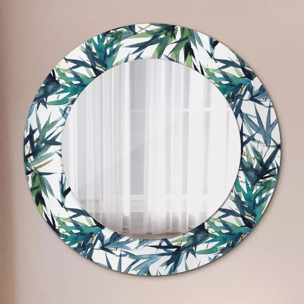 Espelho decorativo redondo Palmeiras azuis