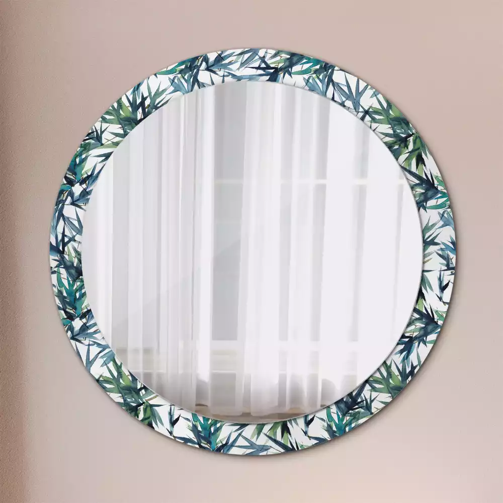 Espelho decorativo redondo Palmeiras azuis
