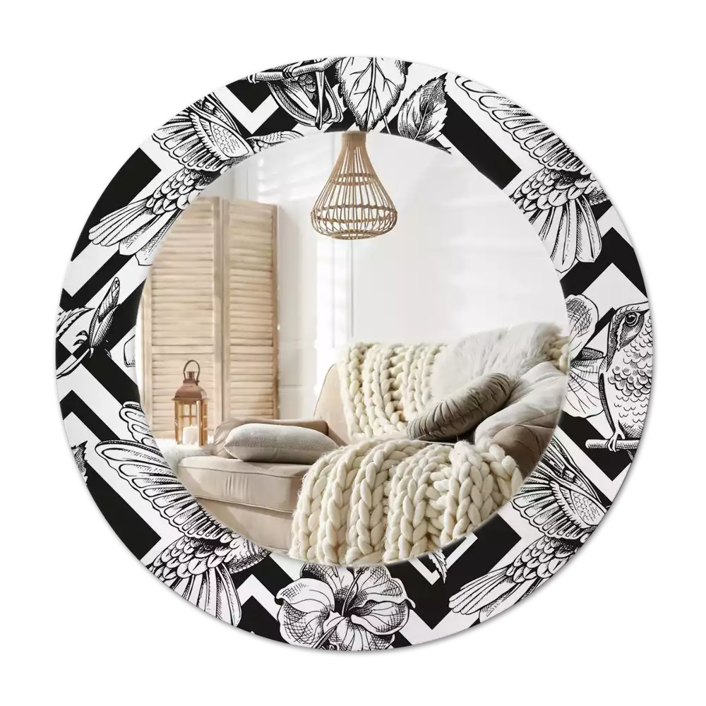 Espelho redondo decorativo Beija-flores