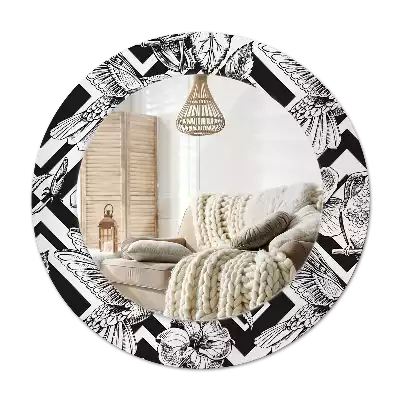 Espelho redondo decorativo Beija-flores