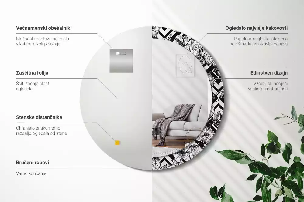 Espelho redondo decorativo Beija-flores