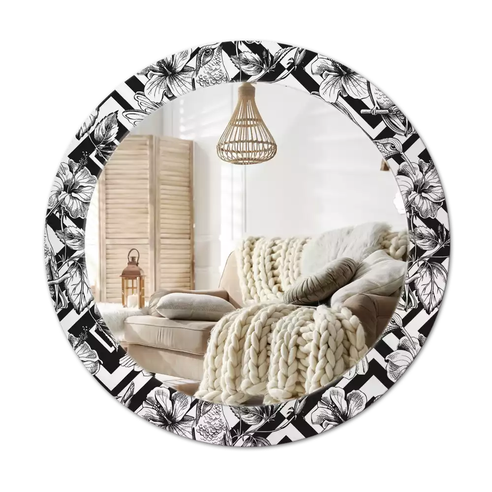 Espelho redondo decorativo Beija-flores