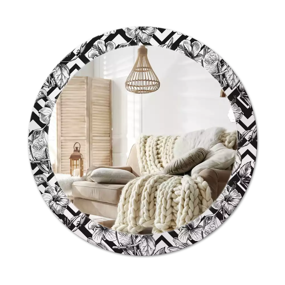 Espelho redondo decorativo Beija-flores