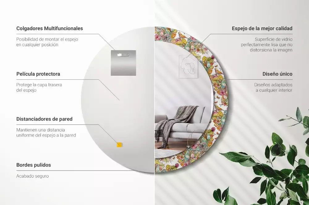 Espelho redondo decorativo Flores de contos de fadas