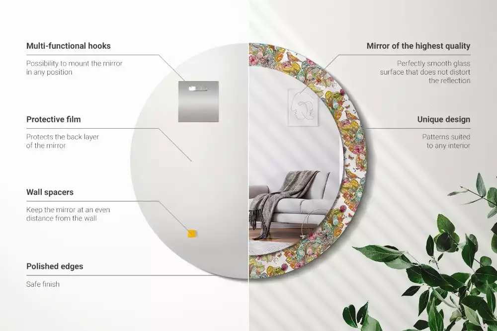 Espelho redondo decorativo Flores de contos de fadas