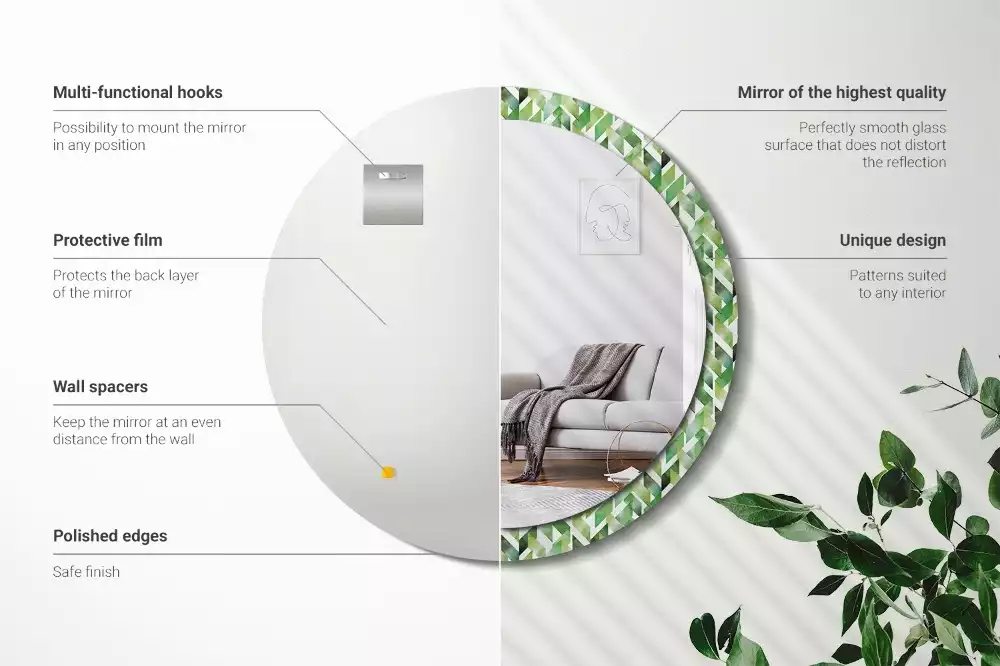 Espelho redondo decorativo Espinha de peixe